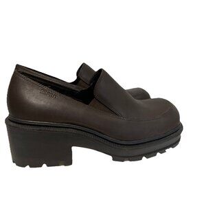 VTG Y2K Esprit Womens Chunky Lug Sole Loafers Size 9 Brown Leather Grunge NEW